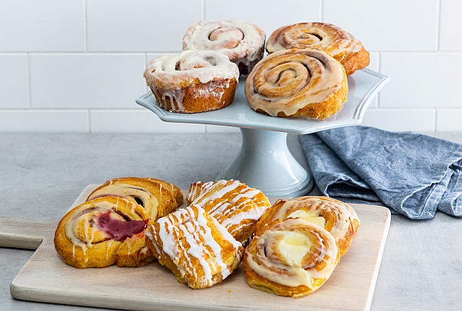 cinnamon rolls and danishes